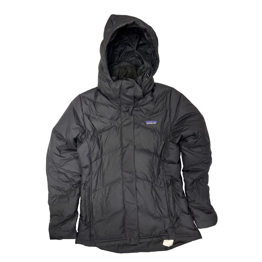 Patagonia Womens Down With It Jacket Black Puffer Parka Hooded S